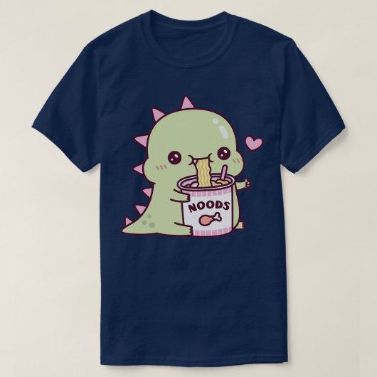 かわいいディノはインスタントラーメンが大好き Tシャツ (デザイン正面)