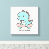 かわいいディノオンスケートボードパーソナライズされた文字 キャンバスプリント (インサイチュ (ウッドフロア))