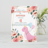 かわいいディノクラウンバルーンフローラバースデーパーティー 招待状 (スタンド正面)