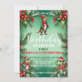 かわいいディノサンタクリスマスバースデーススノーボーイズパーティー少年 セーブザデート (正面)