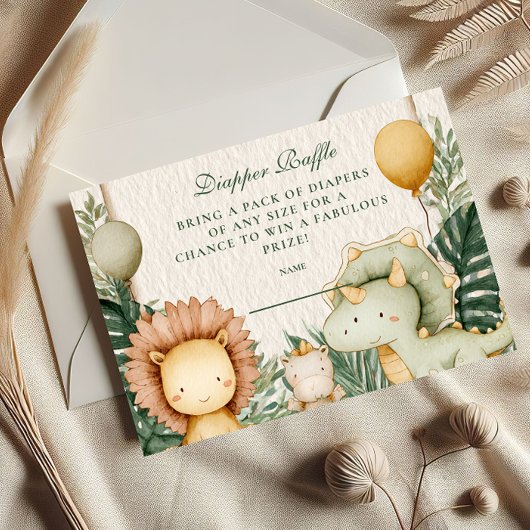 かわいいディノジャングルディッパーラッフル エンクロージャーカード