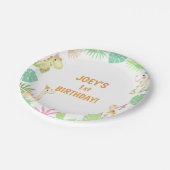 かわいいディノジャングルバースデーパーティー紙プレート ペーパープレート (アングル)