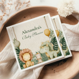 かわいいディノジャングルベビーシャワー スタンダードカクテルナプキン