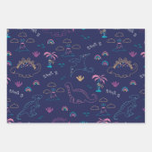 かわいいディノスパターン ラッピングペーパーシート (正面)