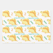 かわいいディノパーティー少年恐竜の名前&年齢 ラッピングペーパーシート (正面3)