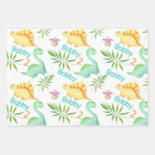 かわいいディノパーティー少年恐竜の名前&年齢 ラッピングペーパーシート (正面2)