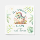 かわいいディノピンクの女の子の恐竜の赤ちゃんシャワー スタンダードカクテルナプキン (正面)