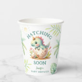 かわいいディノピンクの女の子の恐竜の赤ちゃんシャワー 紙コップ (正面)