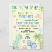 かわいいディノボーイバースデーパーティー 招待状 (正面)