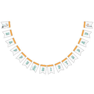 かわいいディノ恐竜の誕生日パーティー バンティングフラッグ