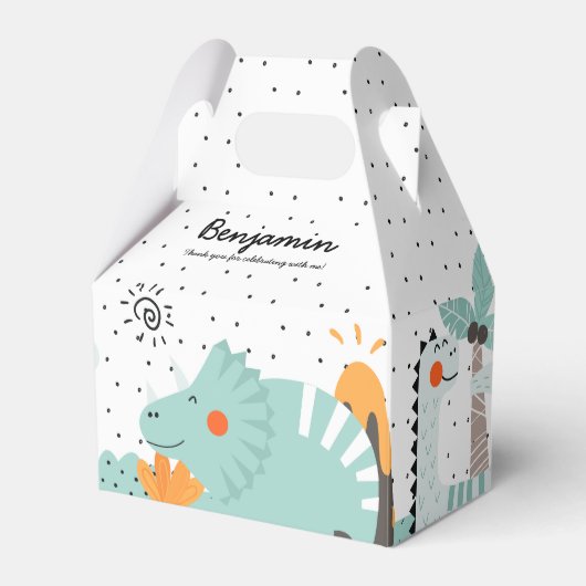 かわいいディノ恐竜の誕生日パーティー フェイバーボックス (正面サイド)