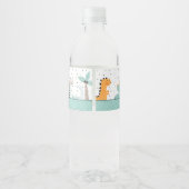 かわいいディノ恐竜の誕生日パーティー ペットボトルラベル (裏面)