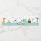 かわいいディノ恐竜の誕生日パーティー ペットボトルラベル (シングルラベル)