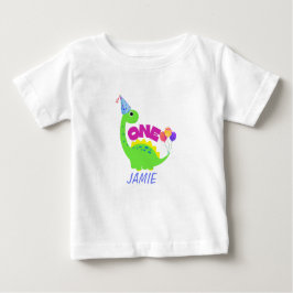 かわいいディノ1歳の誕生日の少年 ベビーTシャツ