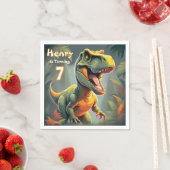 かわいいディノTレックス誕生日パーティーペーパーナプキン スタンダードカクテルナプキン (インサイチュ)