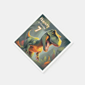 かわいいディノTレックス誕生日パーティーペーパーナプキン スタンダードカクテルナプキン (角)