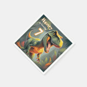 かわいいディノTレックス誕生日パーティーペーパーナプキン スタンダードカクテルナプキン (角)