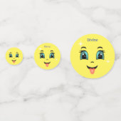 かわいいディバインブルー&イエローハッピー顔 コンフェッティ (正面)