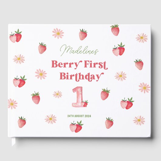 かわいいデイジーとストロベリーファースト誕生日 ゲストブック (正面)
