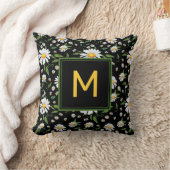 かわいいデイジーとビーモノグラム花柄 クッション (ブランケット)