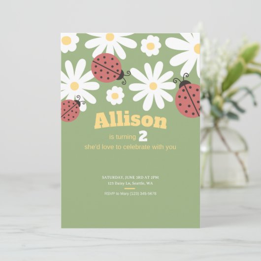 かわいいデイジーとラディバグ2nd誕生日パーティー 招待状 (スタンド正面)