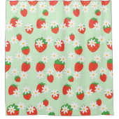 かわいいデイジーの花いちごクリスマスパターン シャワーカーテン (正面)