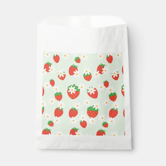 かわいいデイジーの花いちごクリスマスパターン フェイバーバッグ (正面)