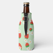 かわいいデイジーの花いちごクリスマスパターン ボトルクーラー (ボトル裏面)