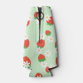 かわいいデイジーの花いちごクリスマスパターン ボトルクーラー (裏面)