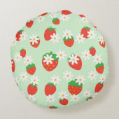 かわいいデイジーの花いちごクリスマスパターン ラウンドクッション (裏面)