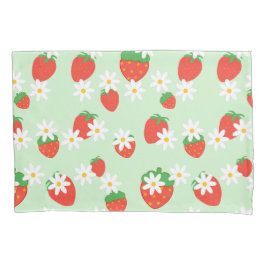 かわいいデイジーの花いちごクリスマスパターン 枕カバー