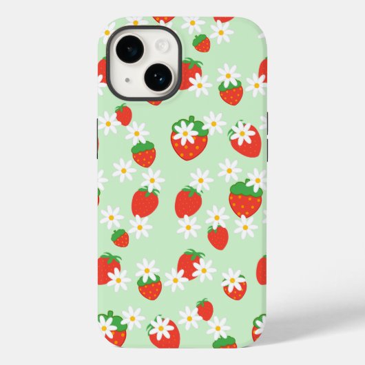 かわいいデイジーの花いちごクリスマスパターン Case-Mate iPhoneケース (裏面)