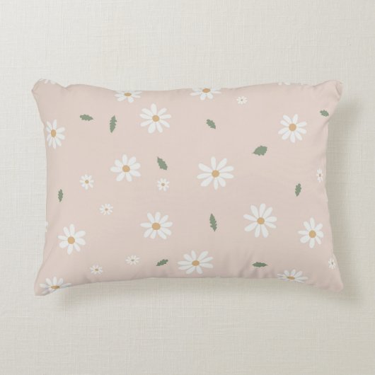 かわいいデイジーの花と緑 アクセントクッション (正面)