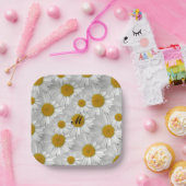 かわいいデイジーの花に名前のイニシャル ペーパープレート (パーティー)