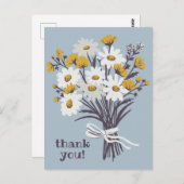 かわいいデイジーの花束 オーダーメイド サンキュー ポストカード (正面/裏面)