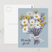 かわいいデイジーの花束 オーダーメイド サンクス ポストカード (正面/裏面)