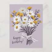 かわいいデイジーの花束 オーダーメイド 誕生日おめでとう ポストカード (正面)
