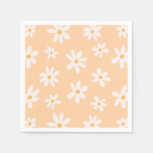 かわいいデイジーの花柄 スタンダードカクテルナプキン (正面)