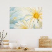 かわいいデイジーの花絵画抽象芸術の。 ポスター (キッチン)