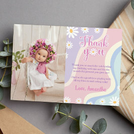 かわいいデイジーの誕生日写真感謝カード サンキューカード