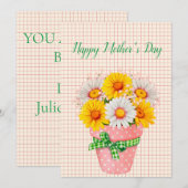 かわいいデイジーの鉢の花の母の日のカード シーズンカード (正面/裏面)