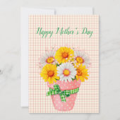 かわいいデイジーの鉢植えの花の母の日のカード シーズンカード (正面)