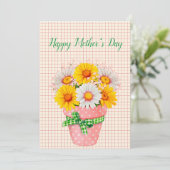かわいいデイジーの鉢植えの花の母の日のカード シーズンカード (スタンド正面)
