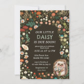 かわいいデイジーウッドランド動物の森の赤ちゃんシャワー 招待状 (正面)