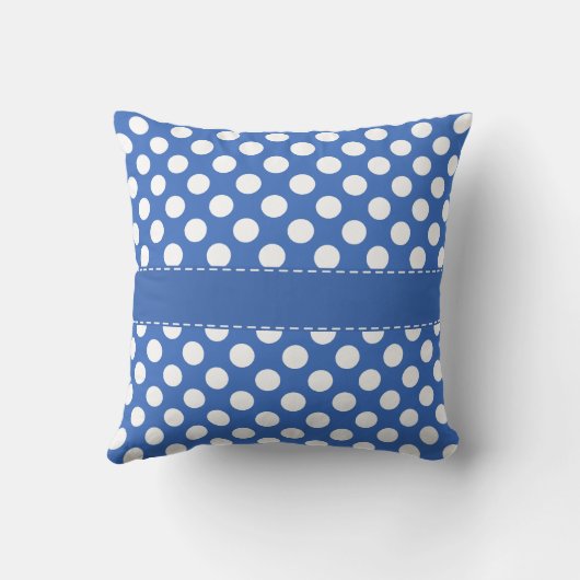 かわいいデイジーオンセルリアンブルー水玉模様 クッション (裏面)