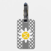 かわいいデイジーオンダークグレー水玉模様 ラゲッジタグ (裏面縦)