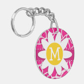 かわいいデイジーオンブライトピンクキリンアニマルプリント キーホルダー (正面左)