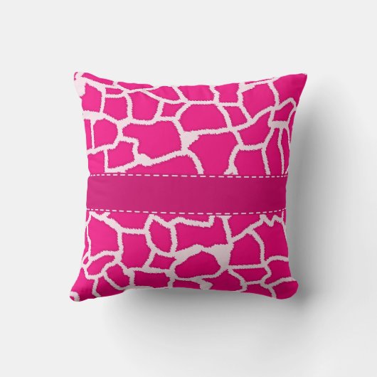 かわいいデイジーオンブライトピンクキリンアニマルプリント クッション (裏面)