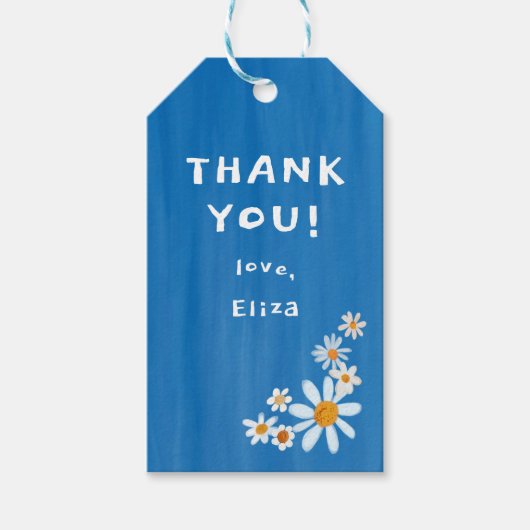 かわいいデイジーグアッシュカスタム赤ちゃんシャワーありがとう ギフトタグ (正面)