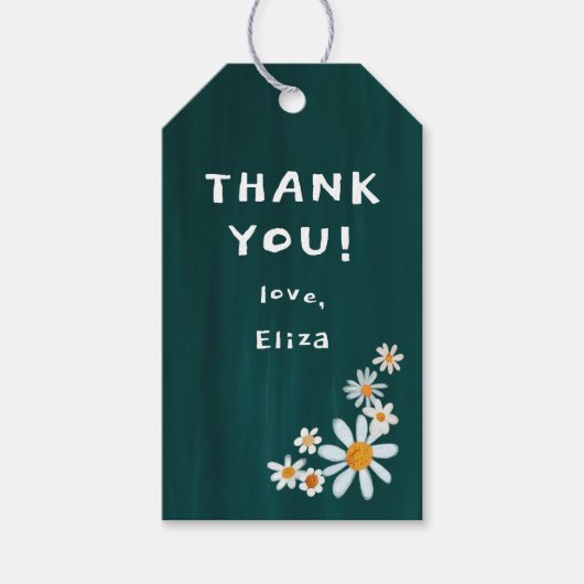 かわいいデイジーグアッシュカスタム赤ちゃんシャワーありがとう ギフトタグ (正面)
